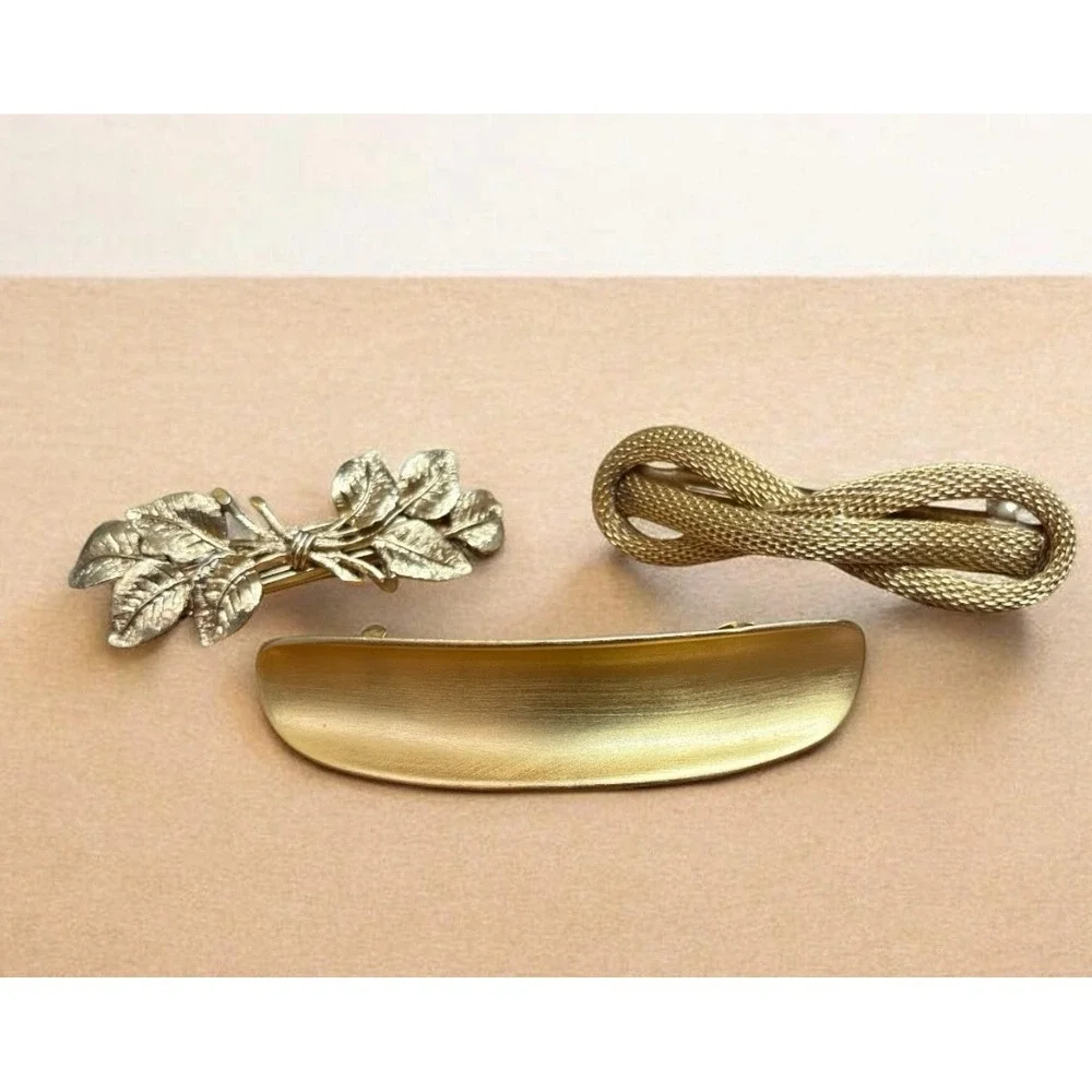 Vintage Gold Tone Hair Barettes,Anne Klein
